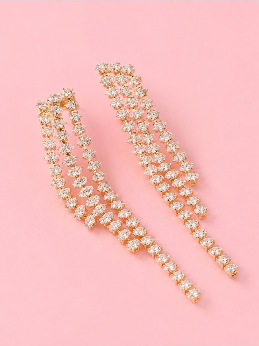 Anthropologie Zirconia Diamond Silver Crystal Party Drop Earrings
